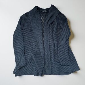 Eileen Fisher 100% Merino Wool Women's Black Knit Open Front Cardigan